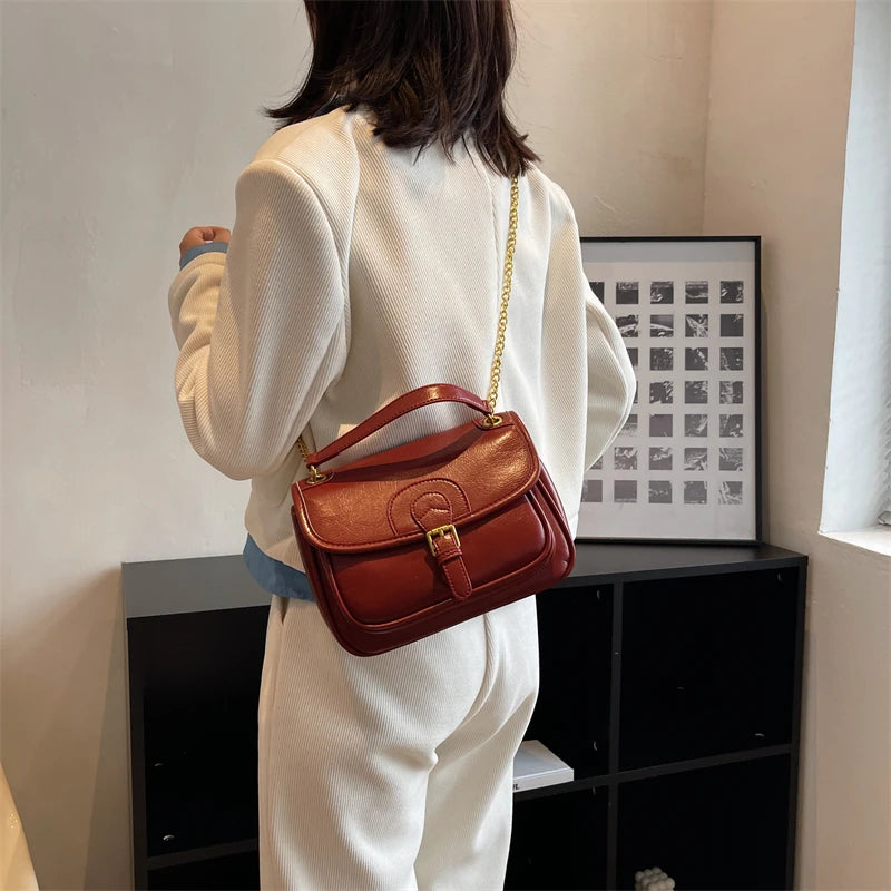Casual Women Pu Leather Chain Shoulder Messenger Bag High Ladies Small Handbags