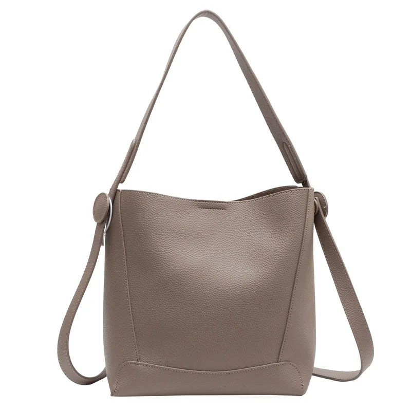 Casual Women Pu Leather Shoulder Bucket Bag High Ladies Small Handbags