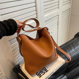 Casual Women Pu Leather Shoulder Bucket Bag High Ladies Small Handbags