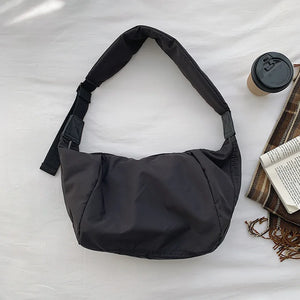Casual Women Shoulder Bag Nylon Solid Wide Strap Crossbody Bag Light Travel