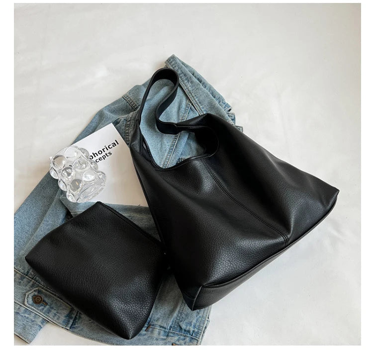 Casual Women Shoulder Bag PU Leather Composite Bags High Capacity