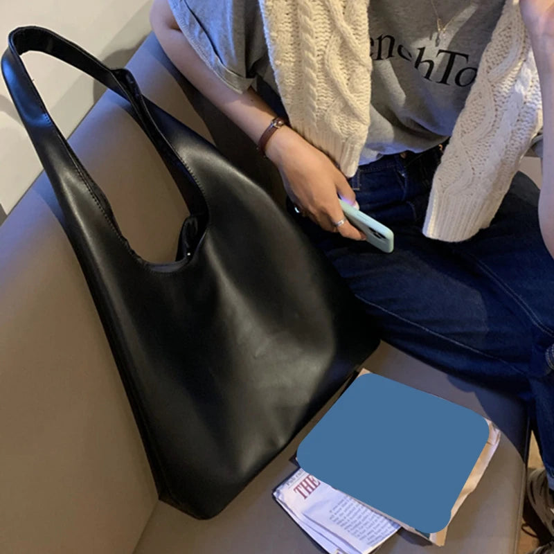 Women Shoulder Bag PU Leather Tote Handbag Winter Shopping Bags