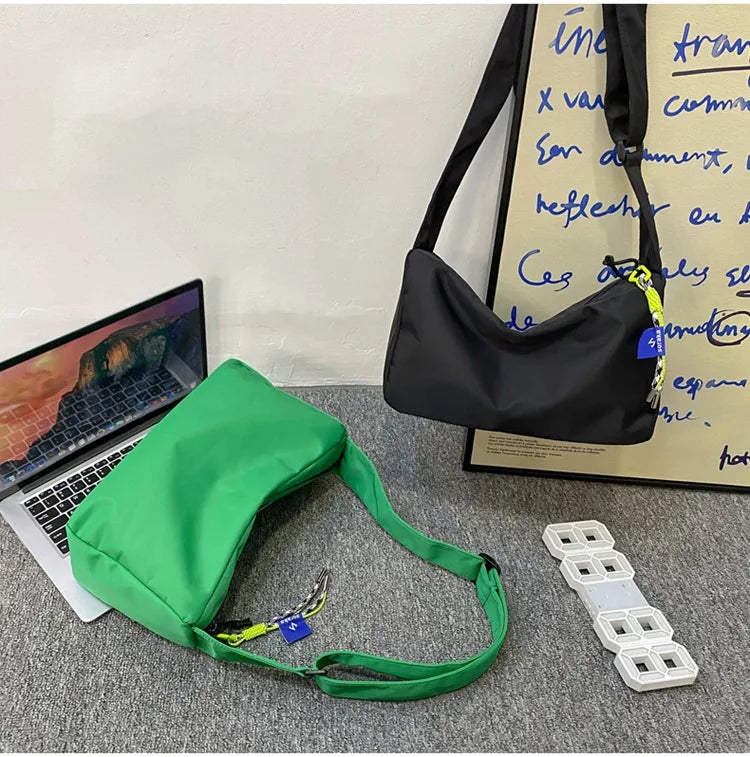 Casual Nylon Crossbody Bag Wide Strap High Capacity Female Purse Messenger Bag