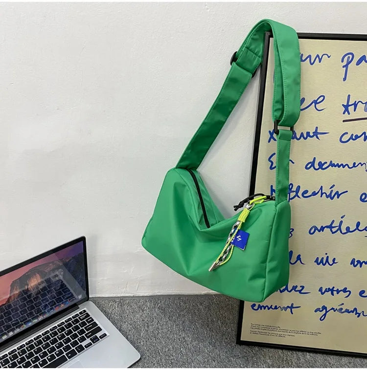 Casual Nylon Crossbody Bag Wide Strap High Capacity Female Purse Messenger Bag