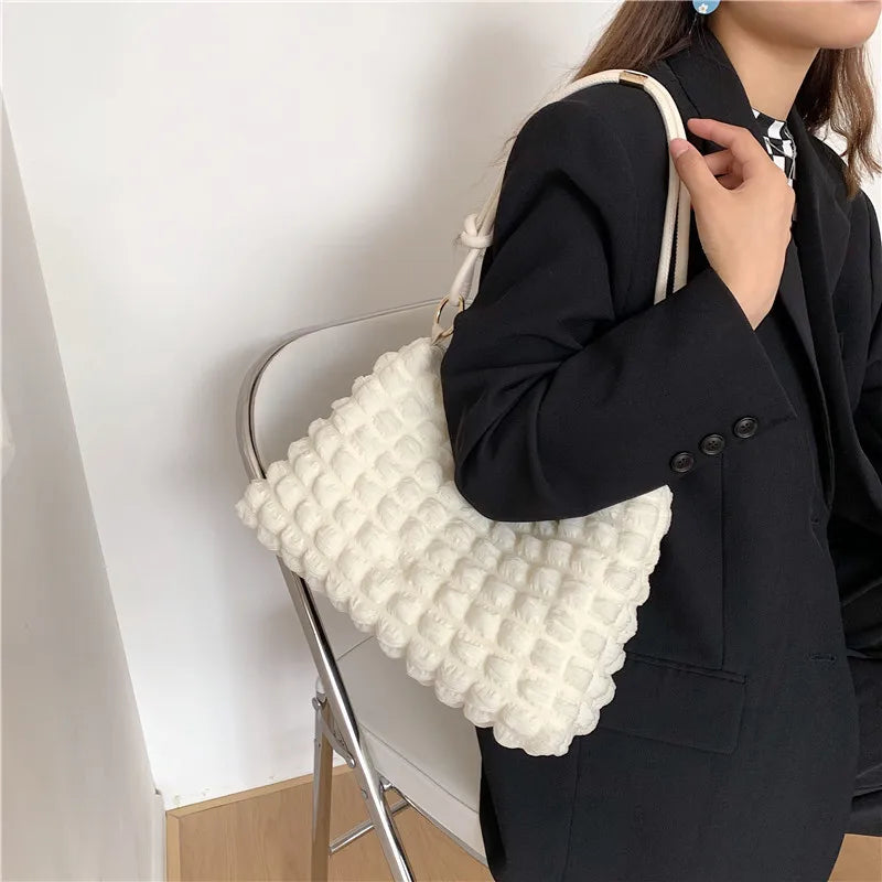Casual Women Shoulder Bag Winter Shopping Totes Solid Canvas Crossbody Shoulder