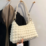 Casual Women Shoulder Bag Winter Shopping Totes Solid Canvas Crossbody Shoulder