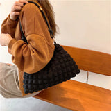 Casual Women Shoulder Bag Winter Shopping Totes Solid Canvas Crossbody Shoulder