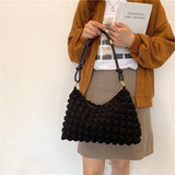 Casual Women Shoulder Bag Winter Shopping Totes Solid Canvas Crossbody Shoulder