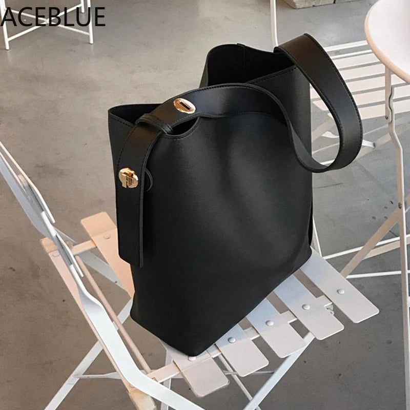 Casual Women Shoulder Bags, PU Leather Bucket Crossbody Bags