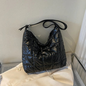 Casual Women Shoulder Bags Winter Nylon Quilted Handbags Large Capacity Totes