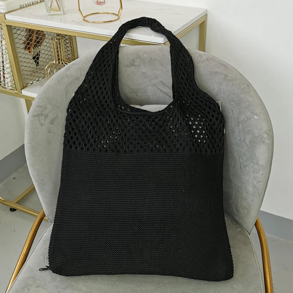 Casual Woven Knitted Braid Shoulder Bag Large Tote