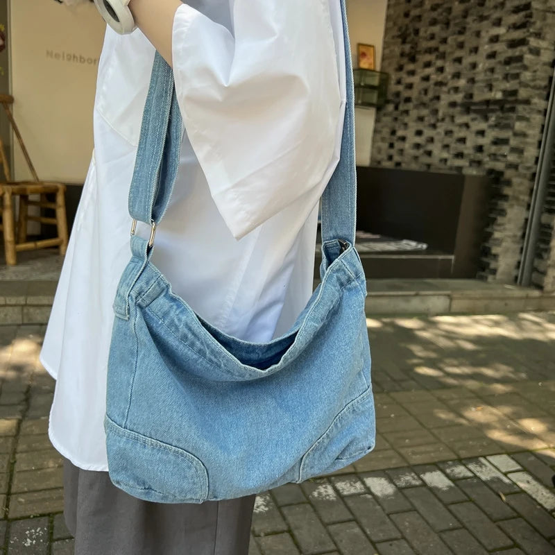 Casual Denim Shoulder Bag for Women Girls