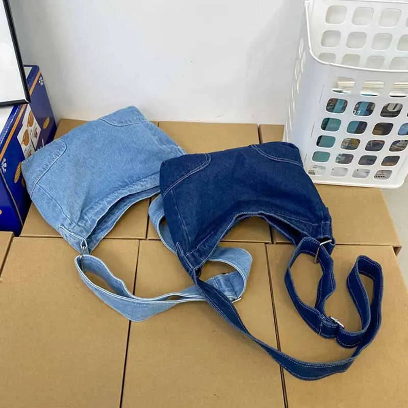 Casual Denim Shoulder Bag for Women Girls