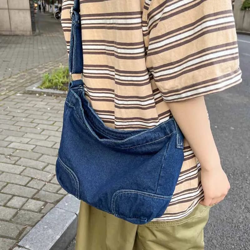 Casual Denim Shoulder Bag for Women Girls