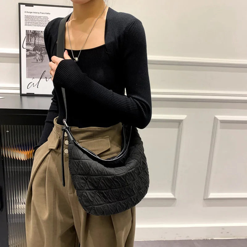 Casual Nylon Tote Bag for Women Zipper Handbag