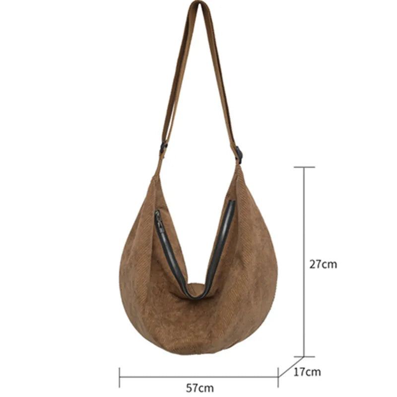 Casual Canvas Shoulder Bag Large Capacity Dumpling Bag