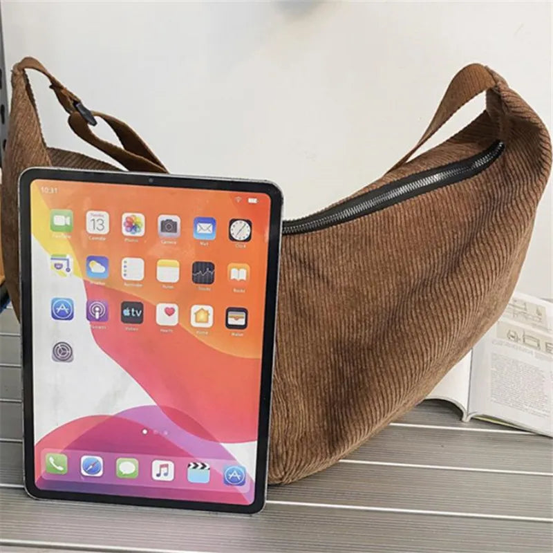 Casual Canvas Shoulder Bag Large Capacity Dumpling Bag