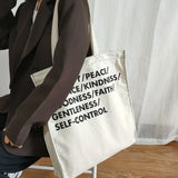 Canvas Shoulder Bag Large Capacity Tote Bag Handbag Letter Printing