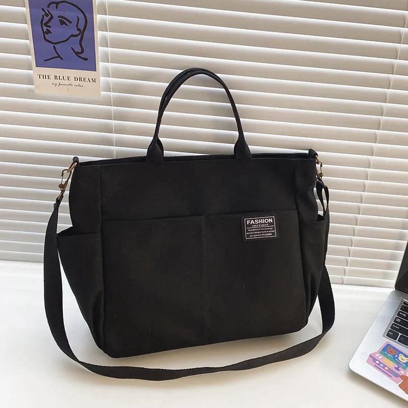Retro Canvas Shoulder Bag Japanese Messenger Large Capacity Multi-Pocket Handbag