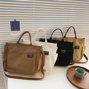Retro Canvas Shoulder Bag Japanese Messenger Large Capacity Multi-Pocket Handbag