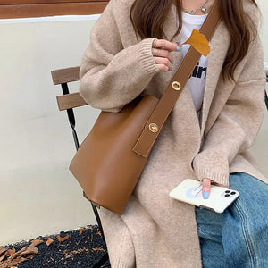 Casual Women Composite Bags Large Capacity Solid Bucket Shoulder Crossbody Bags