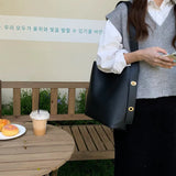 Casual Women Composite Bags Large Capacity Solid Bucket Shoulder Crossbody Bags