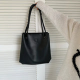 Casual Shoulder Bag Soft Leather Bucket Tote Brown