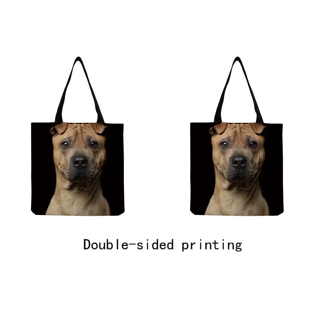 Cat & Dog Eco-Friendly Shopper Bag Travel Animal Women Shoulder Tote Bag