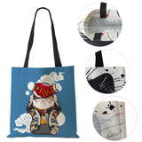 Cat Cartoon Shoulder Bag Japanese Shopping Reusable Canvas Tote Bag Women