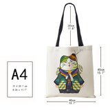 Cat Cartoon Shoulder Bag Japanese Shopping Reusable Canvas Tote Bag Women