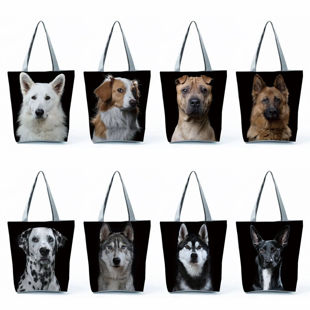 Cat Dog Print Women Handbags Animal Tote Shoulder Bags Large Capacity Shopping B