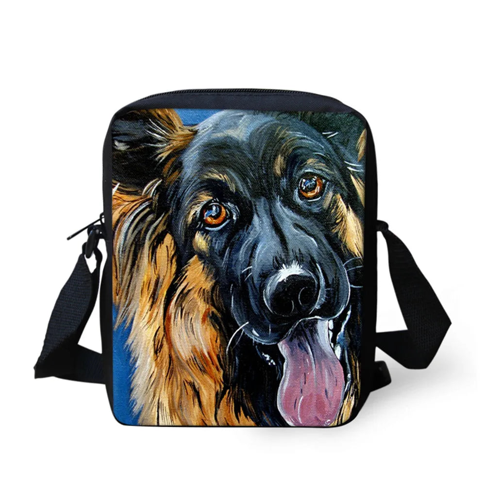 Cat Dog Watercolor Style Pattern Teenager Kids Messenger Bag