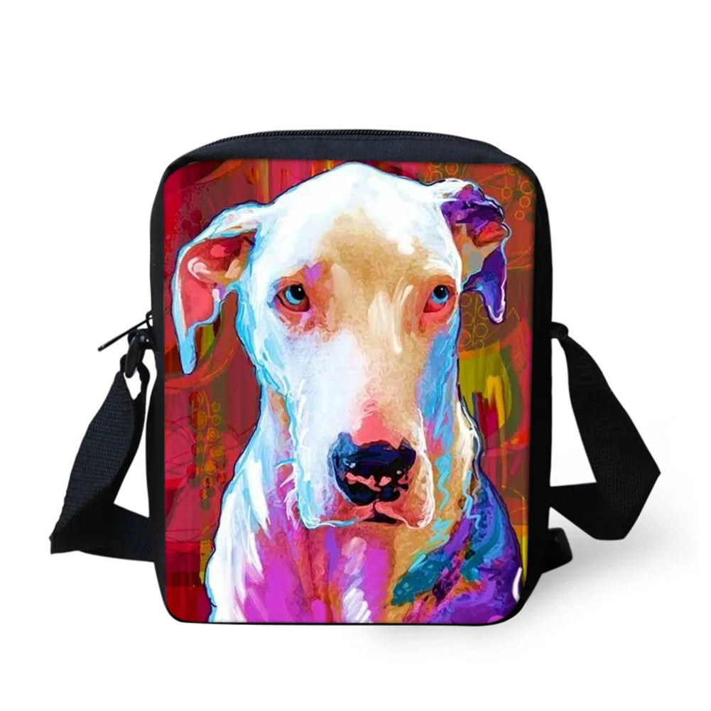 Cat Dog Watercolor Style Pattern Teenager Kids Messenger Bag