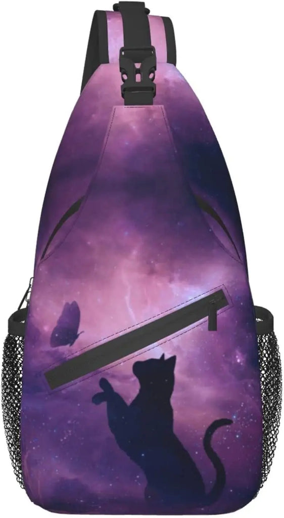 Cat & Butterfly Sling Bag Backpack for Travel Hiking
