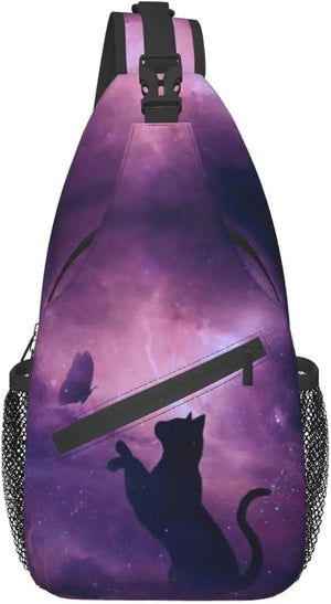 Cat & Butterfly Sling Bag Backpack for Travel Hiking