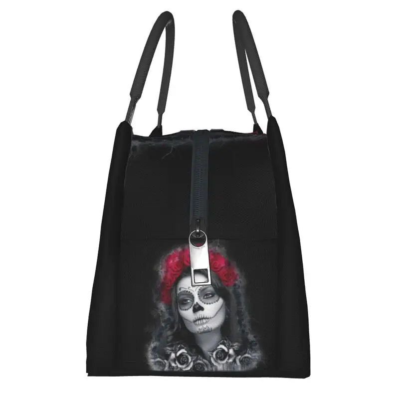 Catrina Calavera Roses Insulated Lunch Bag Waterproof Thermal Cooler