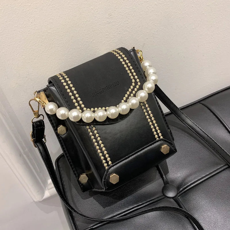 Celebrity Pouch Women's Bag Contrast Texture Phone Bag Shoulder Messenger Bag