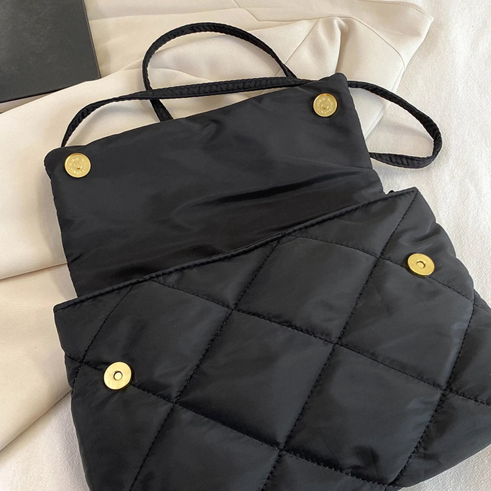 Nylon Crossbody Square Bag Quilted Flap Handbag Casual Large Capacity