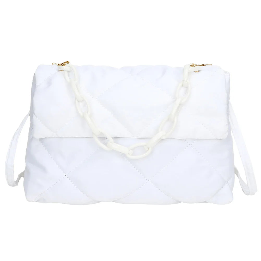 Nylon Crossbody Square Bag Quilted Flap Handbag Casual Large Capacity