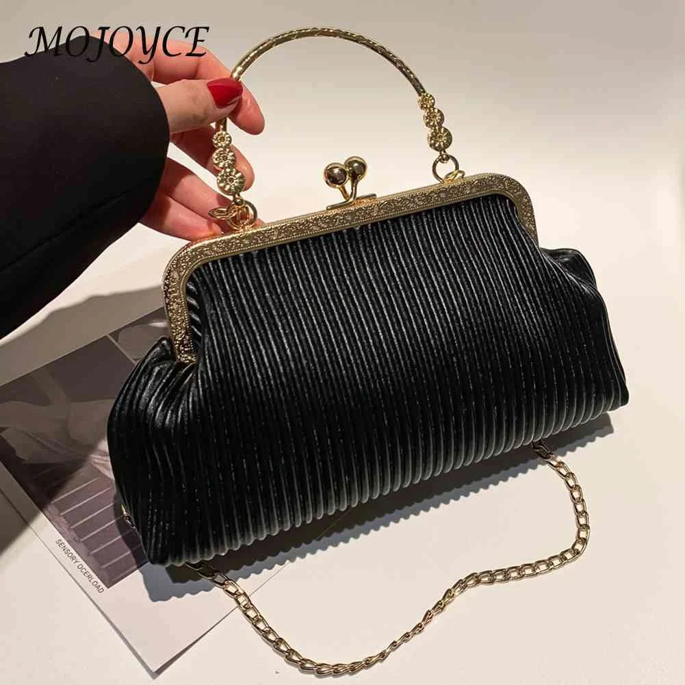 Chain Evening Bag Ladies Messenger Bag Soft PU Leather Metal Buckle