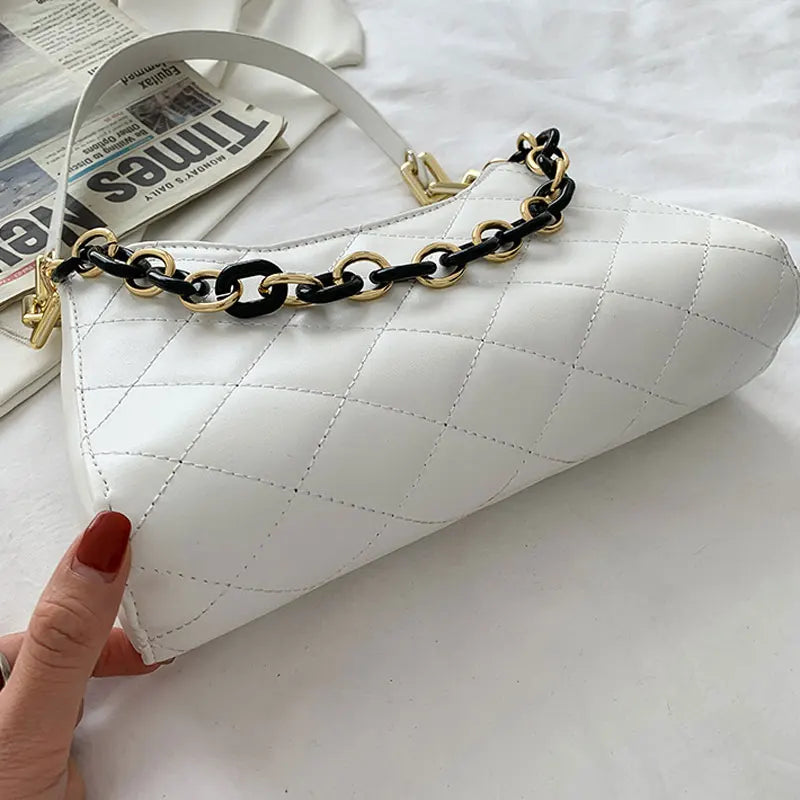 Chain Strap Leather Crossbody Bag for Women