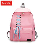 Chain USB Canvas Backpack Teenager Girls Backpacks Women Student
