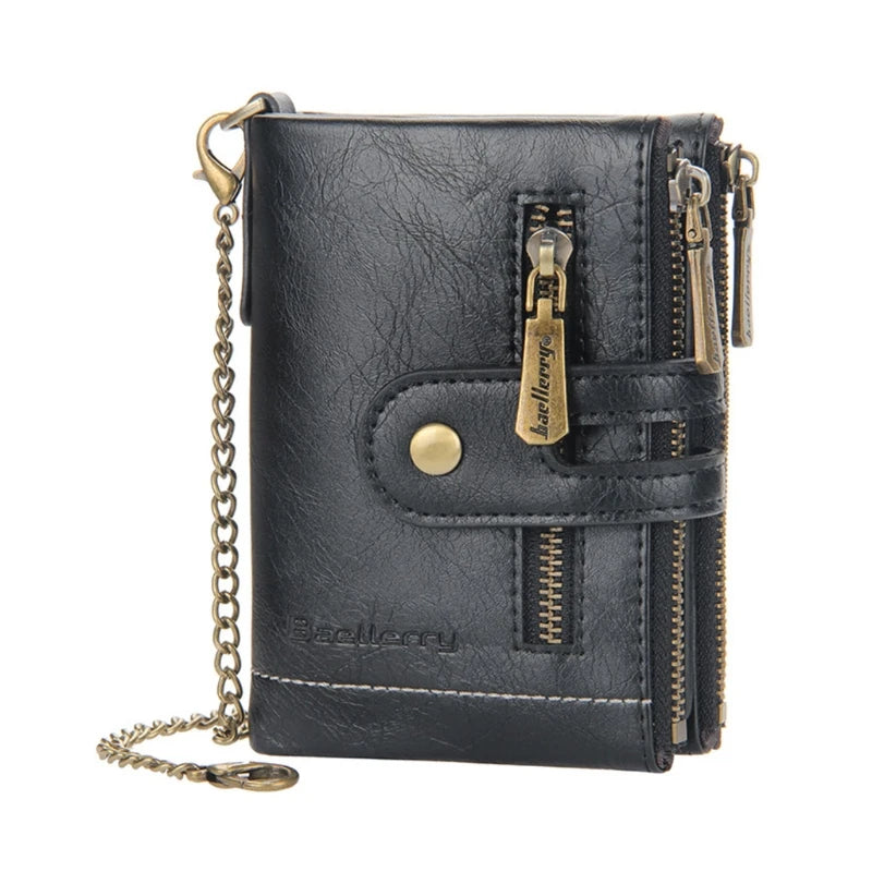 Men's RFID Blocking Chain Wallet Bifold Leather