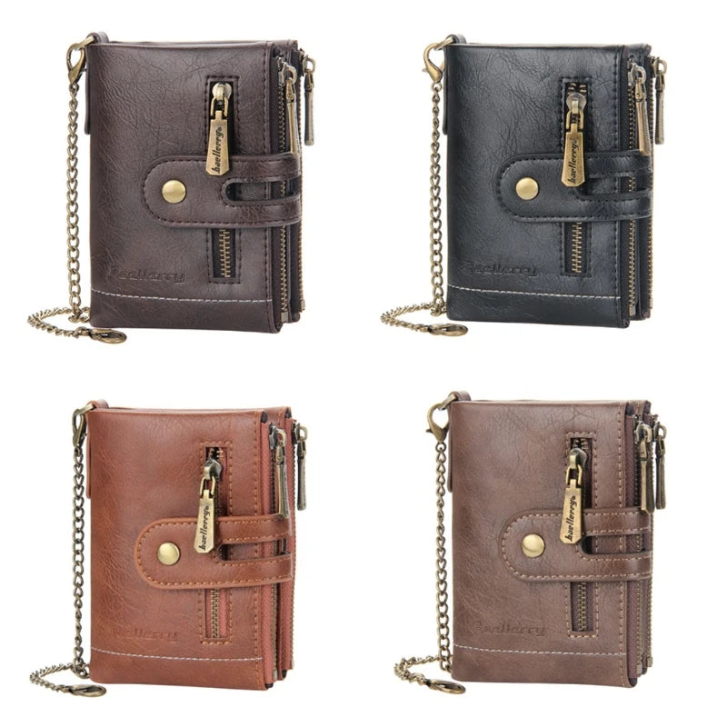Men's RFID Blocking Chain Wallet Bifold Leather