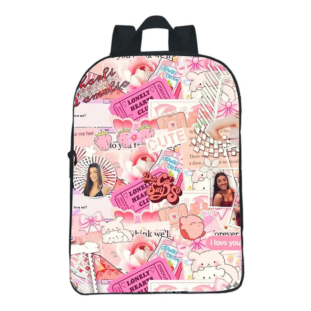 Charli Damelio Backpack Children School Bags Baby Toddler Bag Girls Rucksack
