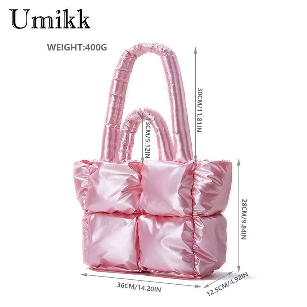Winter Top-handle Bag Solid Nylon Warm Casual Portable for Shopping