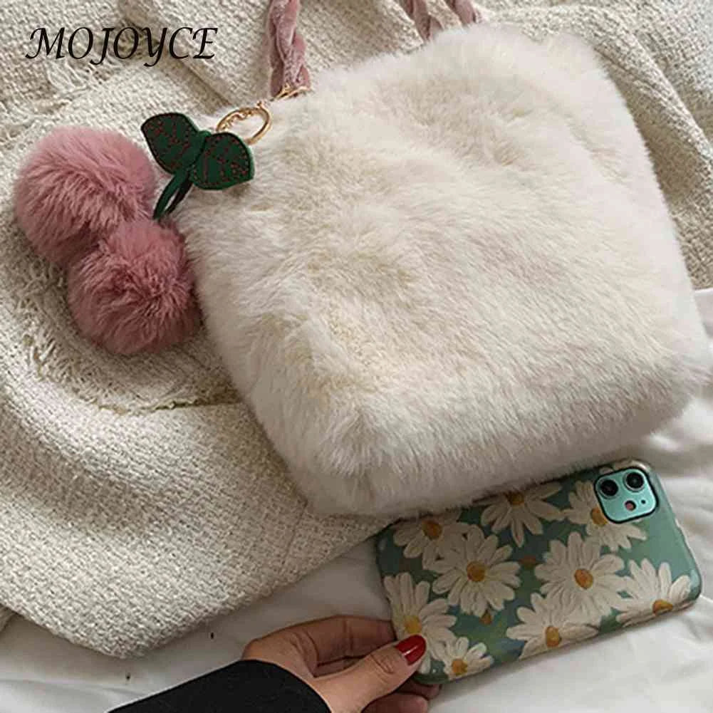 Cherry Handbags Plush Chain Portable Soft Warm Lightweight
