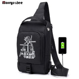 Men's Messenger Bag USB Charging Shoulder Bag Sports Large capacity Anti-theft C