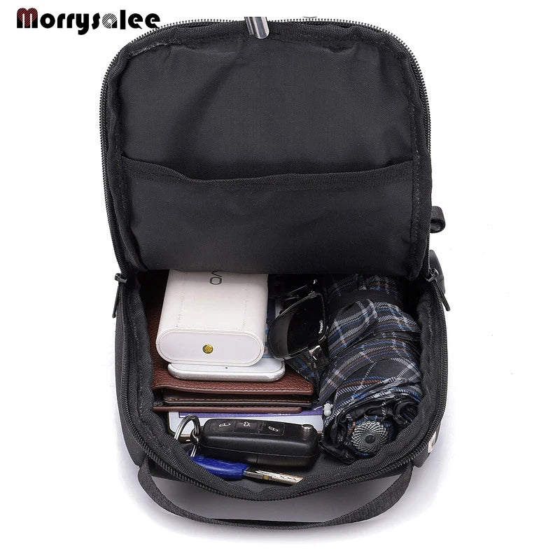 Men's Messenger Bag USB Charging Shoulder Bag Sports Large capacity Anti-theft C
