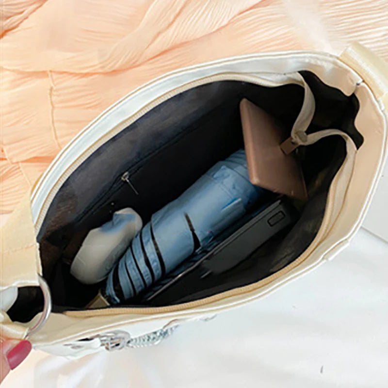 Waterproof Nylon Shoulder Bag for Women with Chains